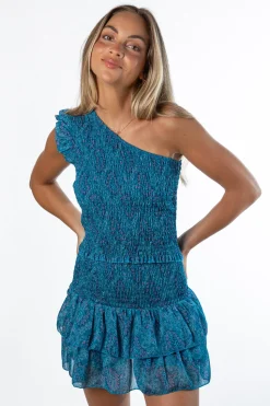 Falda Doble Volante Paisley Azul