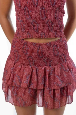 Falda Doble Volante Paisley Cherry