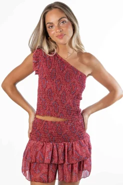 Falda Doble Volante Paisley Cherry
