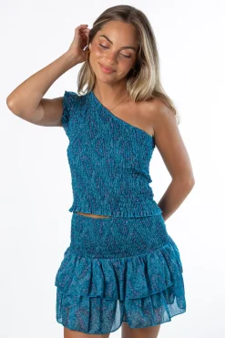 Falda Doble Volante Paisley Azul