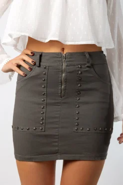 Falda Maxi Bolsillos Stars Gris