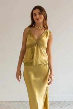 Falda Midi Encaje Wonder Oliva