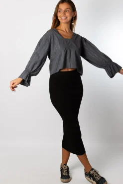 Falda Midi Punto Basic Negro