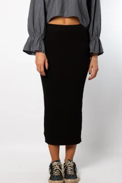 Falda Midi Punto Basic Negro