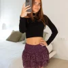 Falda Mini Volantes Motas Morado