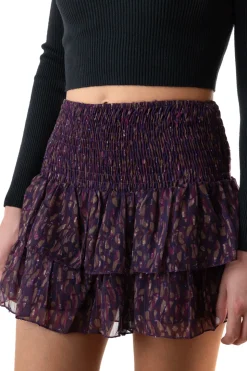Falda Mini Volantes Motas Morado