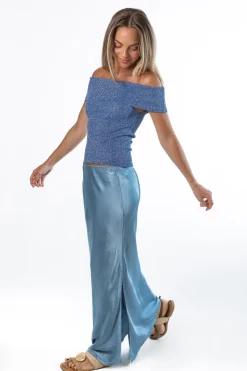 Falda Street Style Raso Azul