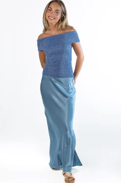 Falda Street Style Raso Azul