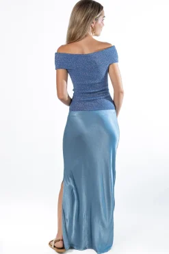 Falda Street Style Raso Azul