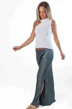 Falda Street Style Raso Gris
