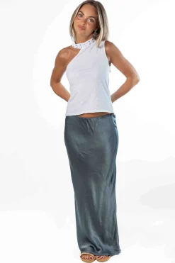 Falda Street Style Raso Gris