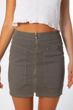 Falda Tachuelas Cremallera Gris