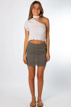 Falda Tachuelas Cremallera Gris