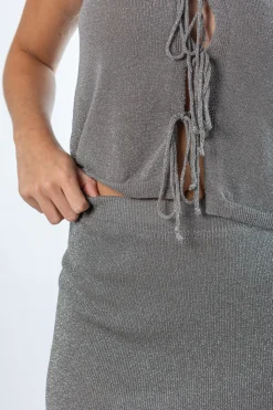 Mini Falda Lurex Gris