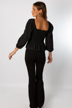Pantalón Campana Punto Elástico Negro