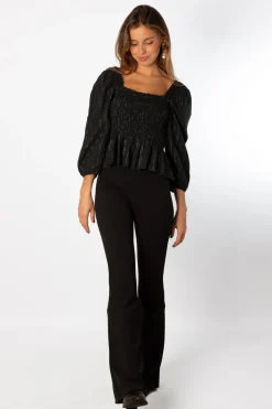 Pantalón Campana Punto Elástico Negro
