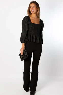 Pantalón Campana Punto Elástico Negro