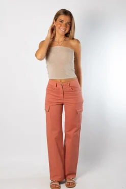 Pantalón Cargo Tachuelas Melocotón