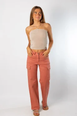 Pantalón Cargo Tachuelas Melocotón