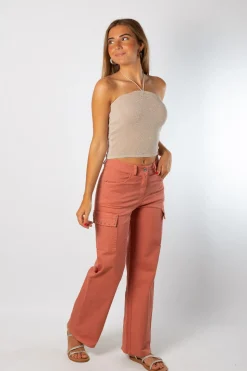Pantalón Cargo Tachuelas Melocotón