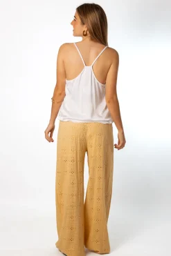 Pantalón Lino Troquelado Amarillo
