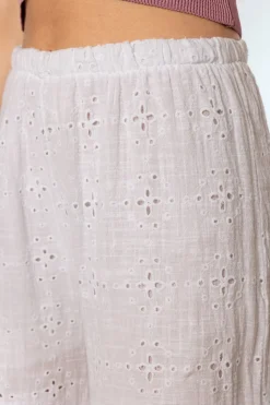 Pantalón Lino Troquelado Blanco