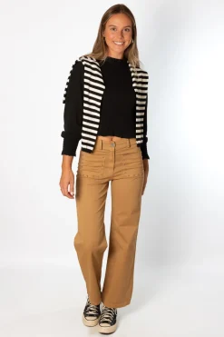 Pantalón Tachuelas Bolsillos Camel