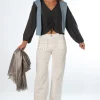 Pantalón Tachuelas Bolsillos Blanco