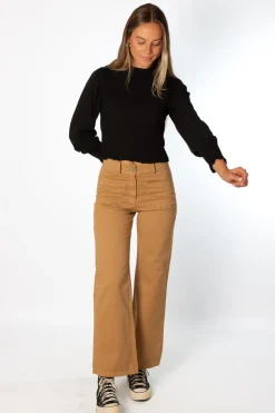 Pantalón Tachuelas Bolsillos Camel