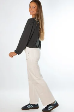 Pantalón Tachuelas Bolsillos Blanco