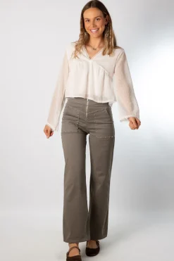 Pantalón Tachuelas Cremallera Gris