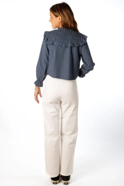 Pantalón Tachuelas Cremallera Blanco