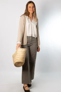 Pantalón Tachuelas Cremallera Gris