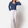 Pantalón Talle Alto Recto Botones Blanco