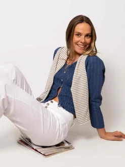 Pantalón Talle Alto Recto Botones Blanco