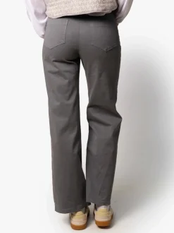 Pantalón Talle Alto Recto Botones Gris