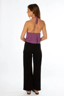 Pantalón Talle Alto Recto Botones Negro