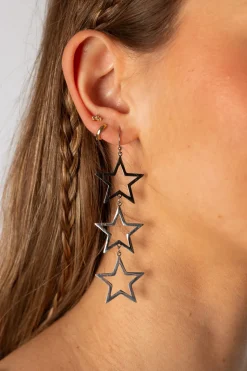 Pendiente Triple Star Plata