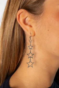 Pendientes 4 Estrellas Desiguales Plata