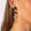 Pendientes 4 Estrellas Grandes Plata