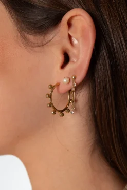 Pendientes Aro Bolitas Dorado