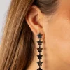 Pendientes Largo Estrellas Plateado