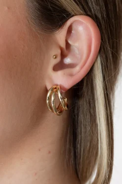 Pendientes Triple Aro Dorados