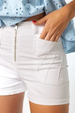 Short Cremallera Bolsillos Blanco