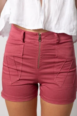 Short Cremallera Bolsillos Rosa