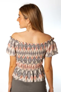 Top Bardot Estampado Gris
