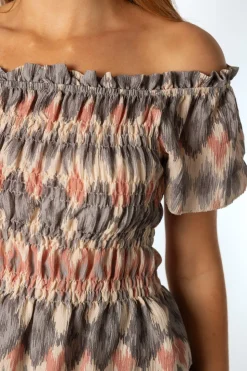 Top Bardot Estampado Gris