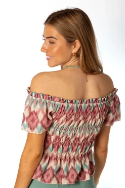 Top Bardot Estampado Rosa