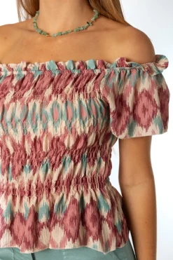 Top Bardot Estampado Rosa