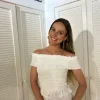 Top Bardot Plumeti Brillo Blanco